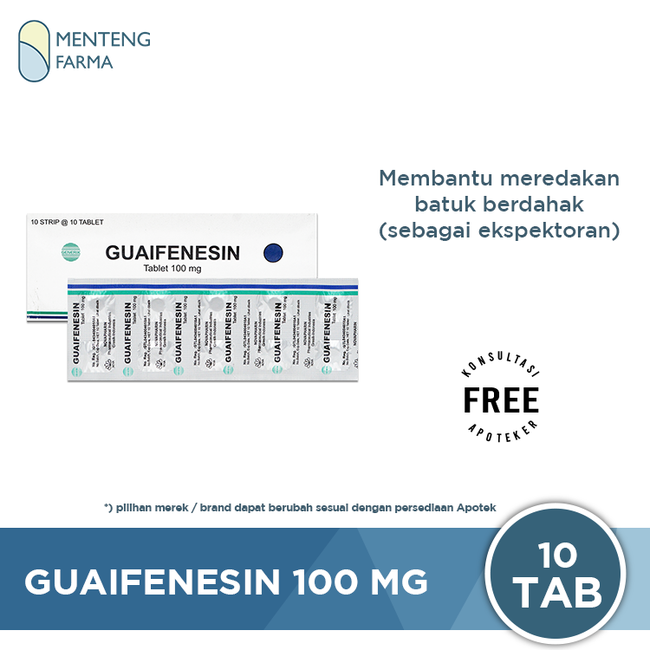 Guaifenesin 100 mg 10 Tablet - Obat Batuk Berdahak - Menteng Farma