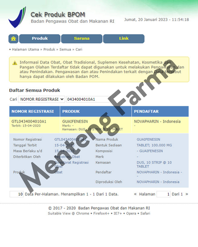 Guaifenesin 100 mg 10 Tablet - Obat Batuk Berdahak - Menteng Farma