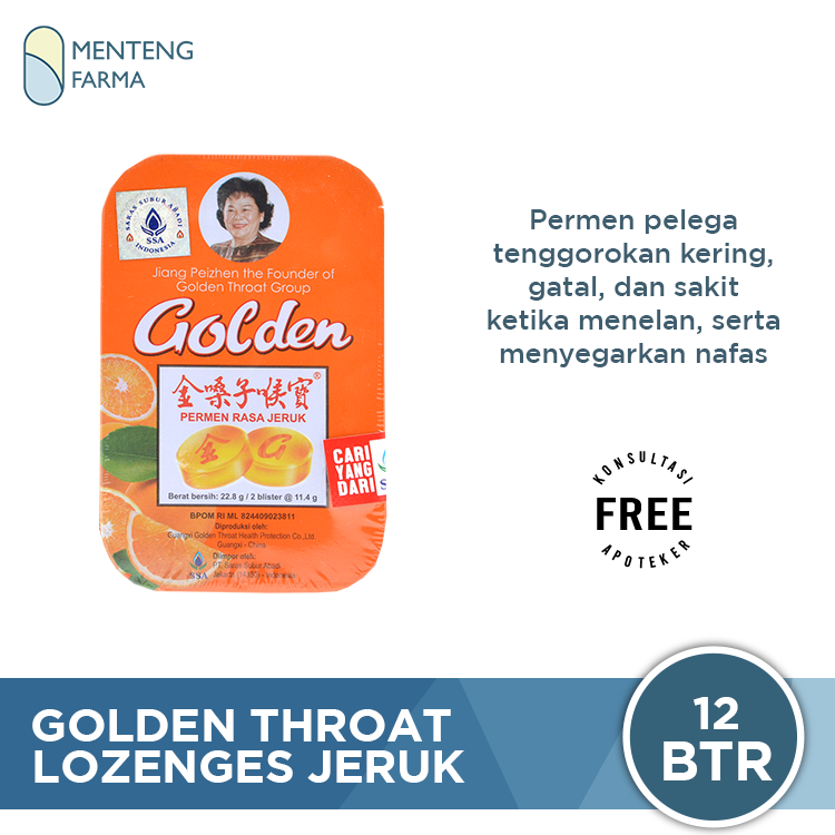 Golden Throat Lozenge Jeruk - Permen Pelega Tenggorokan - Menteng Farma