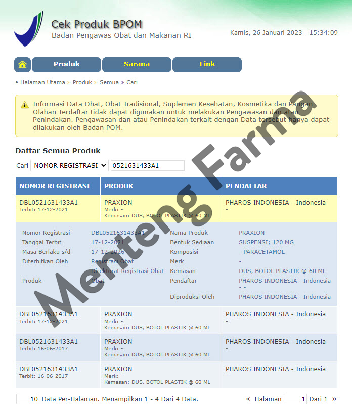 Praxion Suspensi 60 ml - Meredakan Demam Sakit Kepala dan Sakit Gigi - Menteng Farma