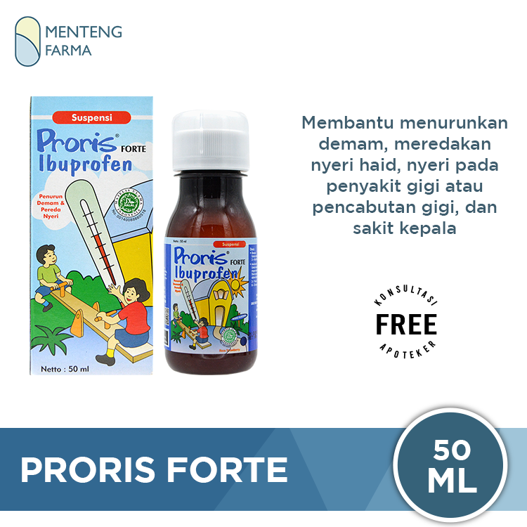 Proris Forte Suspensi 50 mL - Penurun Demam dan Pereda Nyeri - Menteng Farma