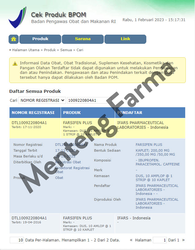 Farsifen Plus 10 Tablet - Obat Pereda Nyeri dan Demam - Menteng Farma