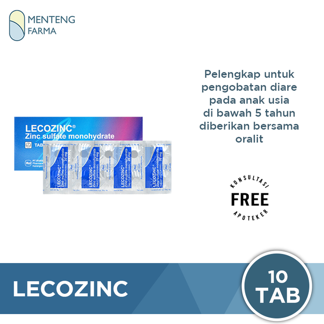 Lecozinc 10 Tablet - Obat Pelengkap Diare Anak - Menteng Farma