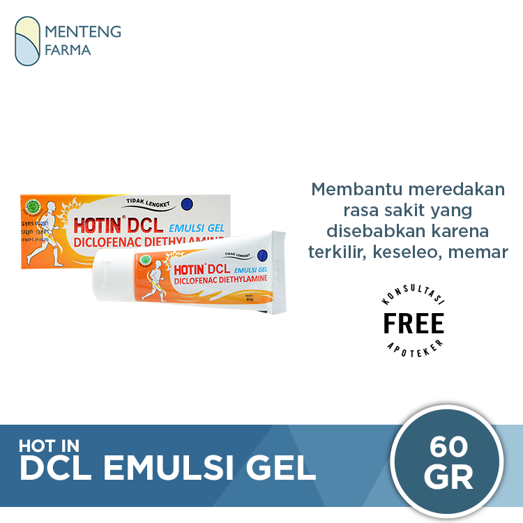 Hot In DCL Emulsi Gel 60 Gr - Gel Pereda Nyeri Sendi, Rematik, Memar - Menteng Farma