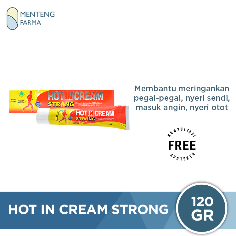 Hot In Cream Strong 120 Gr - Pereda Nyeri Otot dan Sendi Extra Panas - Menteng Farma