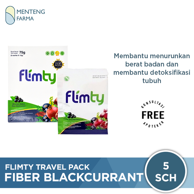 Flimty Fiber Blackcurrant Travel Pack 5 Sachet - Pelangsing Diet Detox - Menteng Farma