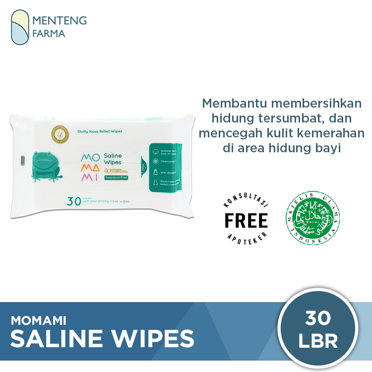 Momami Saline Wipes 30 Lembar - Tisu Basah Pembersih Hidung Bayi - Menteng Farma