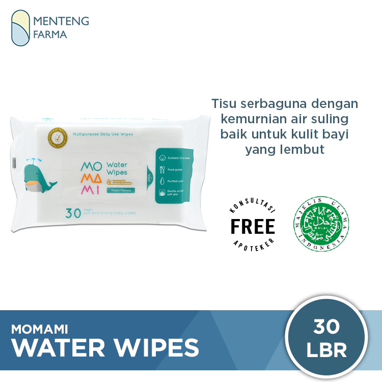 Momami Water Wipes 30 Lembar Tisu Basah Bayi Apotek momami-water-wipes-30-lembar-tisu-basah-bayi-apotek