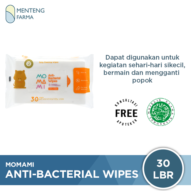 Momami Antibacterial Wipes 30 Lembar - Tisu Basah Anti Bakteri Bayi - Menteng Farma