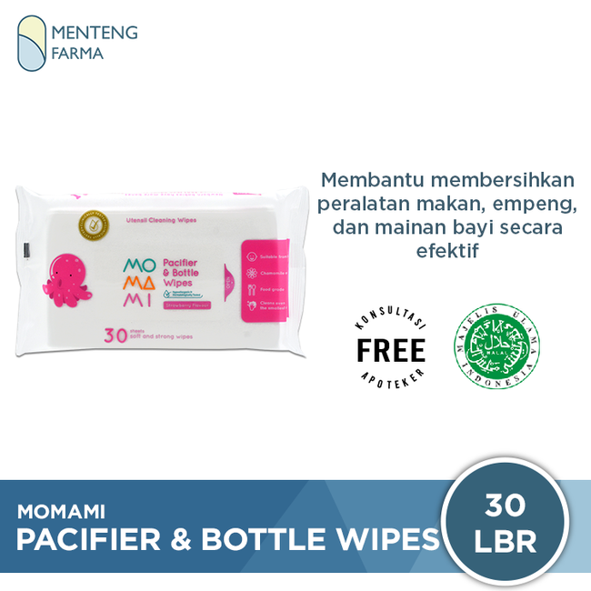 Momami Pacifier & Bottle Wipes 30 Lembar - Tisu Basah Dot & Botol Bayi - Menteng Farma