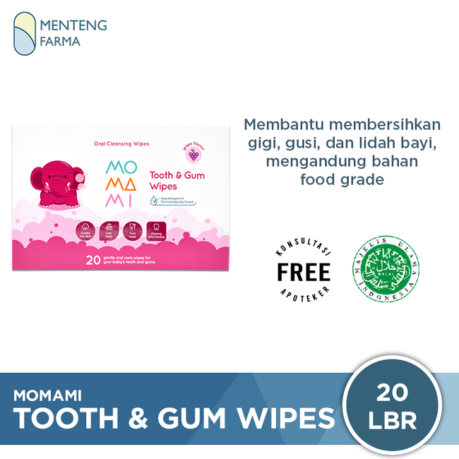 Momami Tooth & Gum 20 Lembar - Tisu Basah Gigi dan Gusi Bayi - Menteng Farma