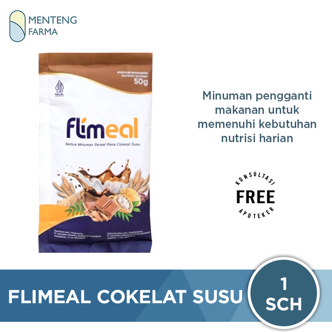 Flimeal Coklat Susu Sachet 50 Gr - Minuman Sereal Bernutrisi - Menteng Farma