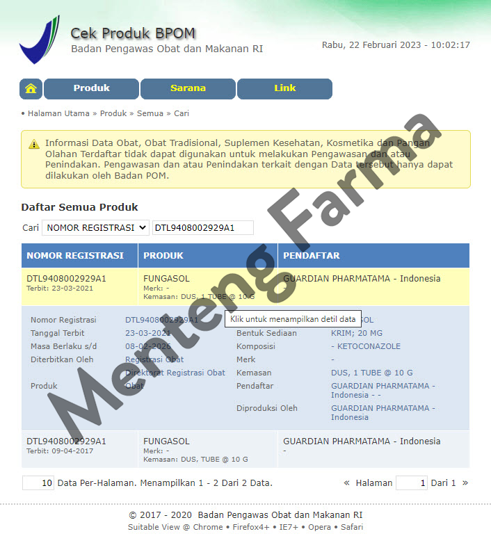 Fungasol 2% Cream 10 g - Krim Anti Jamur pada Kulit - Menteng Farma