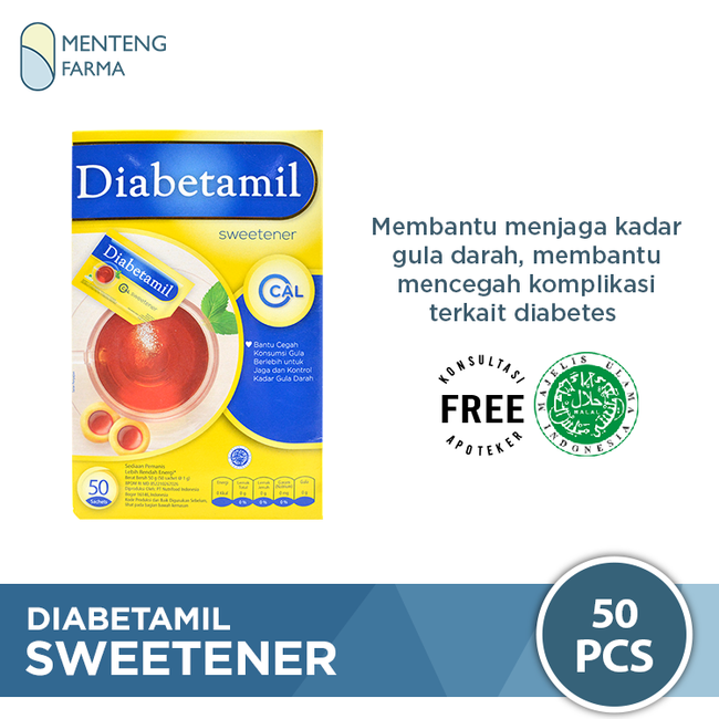 Diabetamil Sweetener 50 Sachet - Pemanis Alami Diabetes Rendah Kalori - Menteng Farma