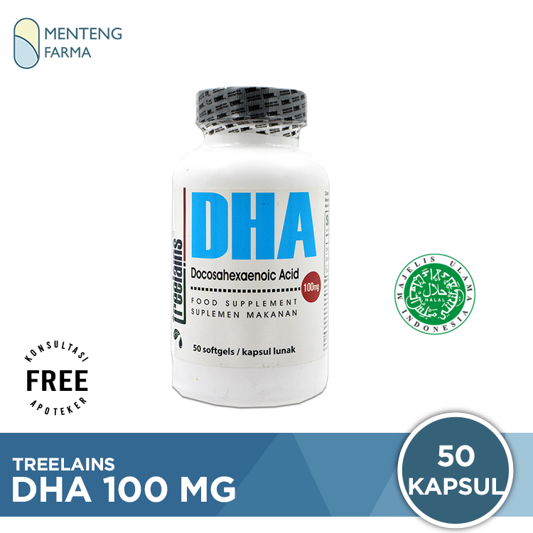 Treelains DHA 100 mg 50 Kapsul - Vitamin Fungsi Otak - Menteng Farma