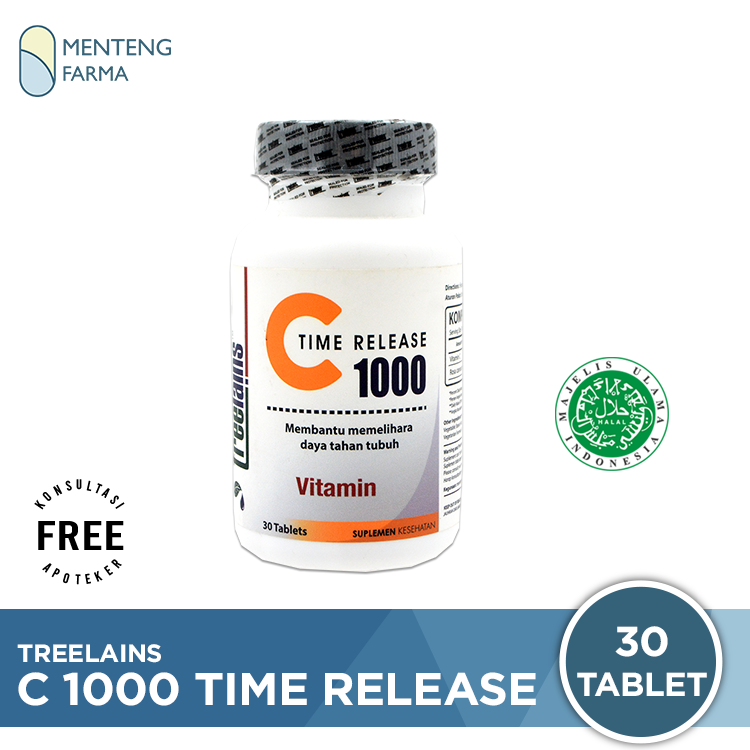 Treelains C 1000 Time Release 30 Tablet - Vitamin Daya Tahan Tubuh - Menteng Farma