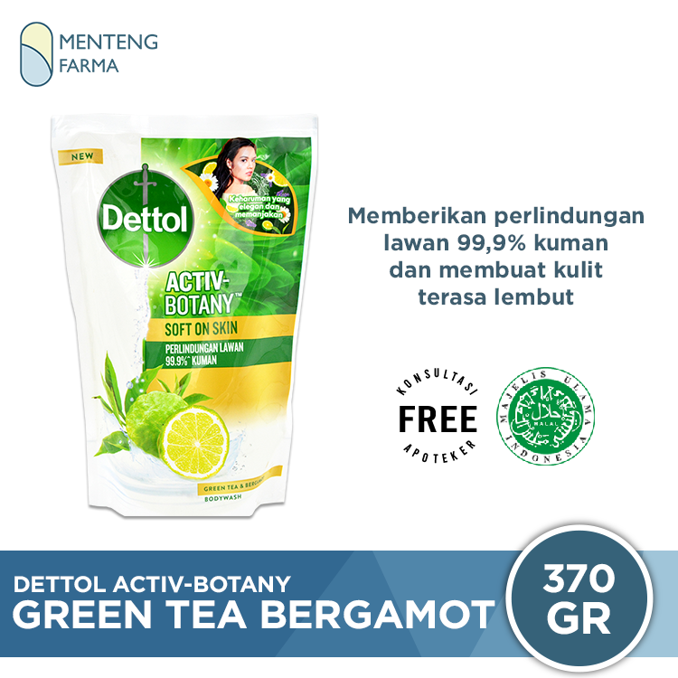 Dettol Sabun Mandi Cair Activ-Botany Green Tea Bergamot 370 Gr - Menteng Farma