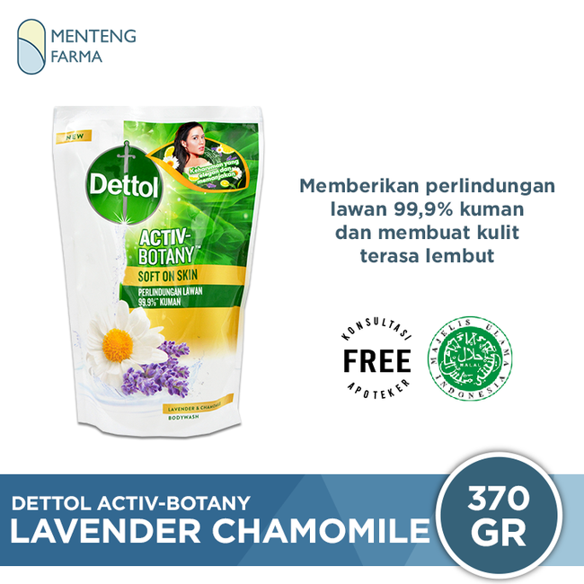 Dettol Sabun Mandi Cair Activ-Botany Lavender Chamomile 370 Gr - Menteng Farma