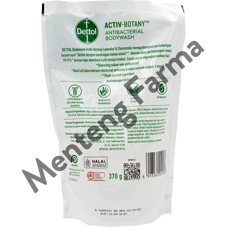 Dettol Sabun Mandi Cair Activ-Botany Lavender Chamomile 370 Gr - Menteng Farma