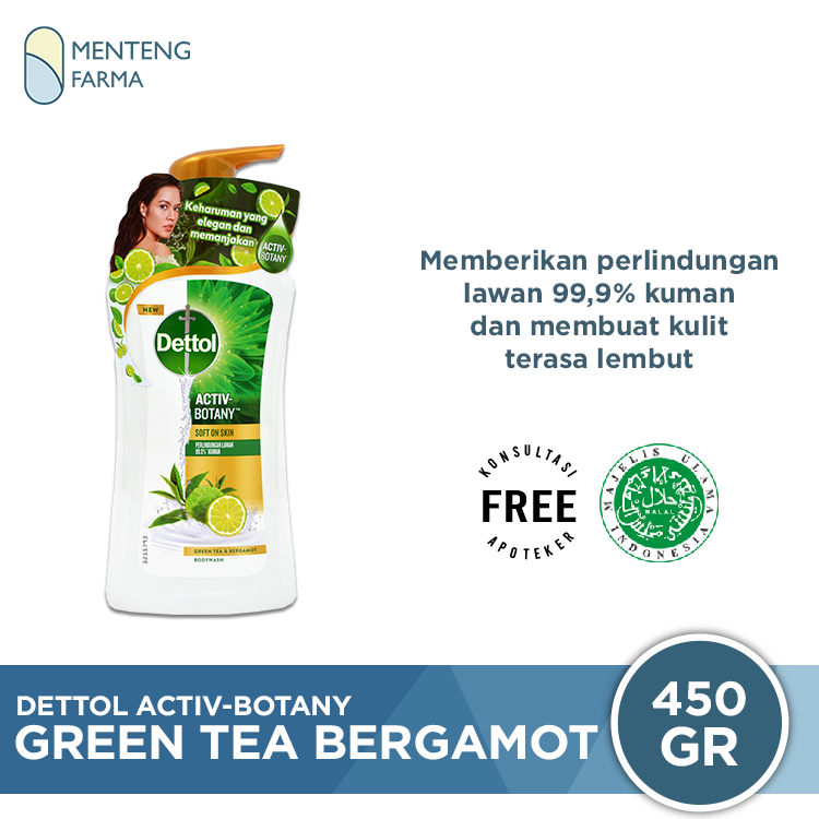 Dettol Sabun Mandi Cair Activ-Botany Green Tea Bergamot 450 Gr - Menteng Farma