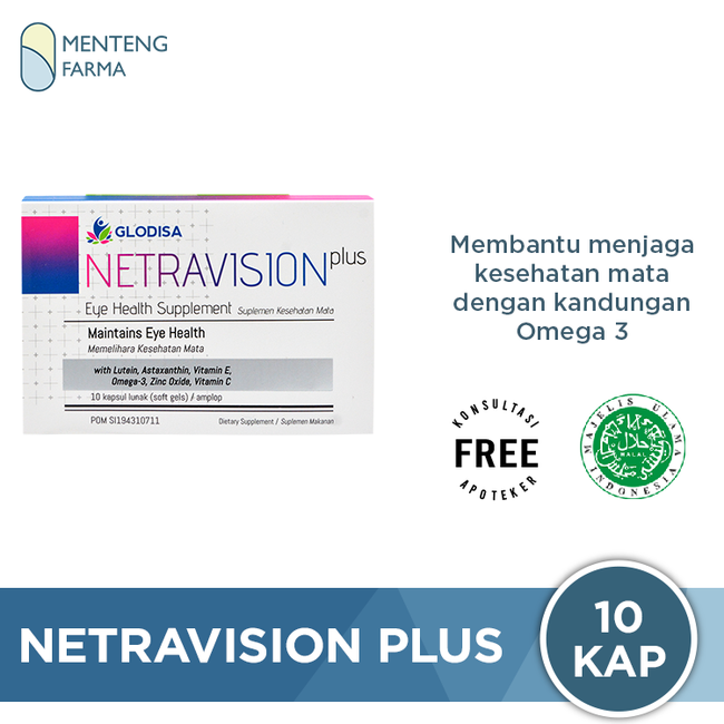 Netravision Plus 10 Kapsul - Suplemen Kesehatan Mata - Menteng Farma