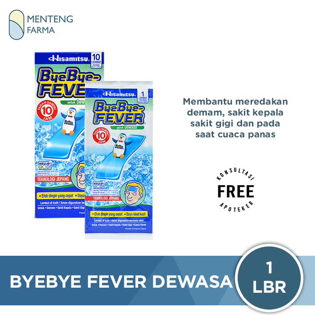 Byebye Fever Dewasa 1 lembar - Plaster Kompres Demam untuk Dewasa - Menteng Farma