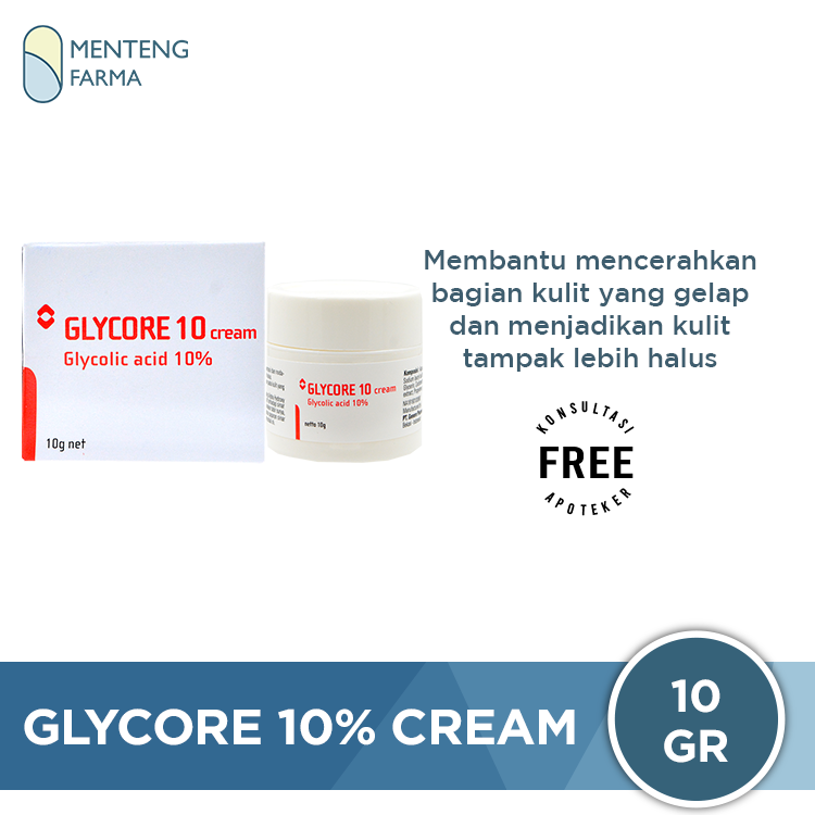 Glycore 10% Cream 10 g - Menyamarkan Kulit Gelap dan Flek Hitam - Menteng Farma