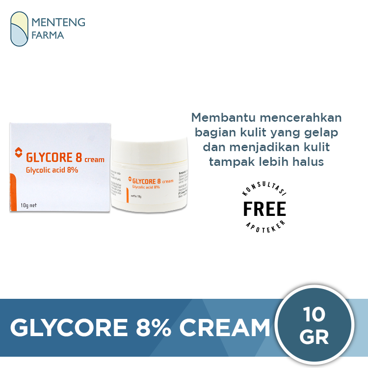 Glycore 8% Cream 10 g - Menyamarkan Kulit Gelap dan Flek Hitam - Menteng Farma