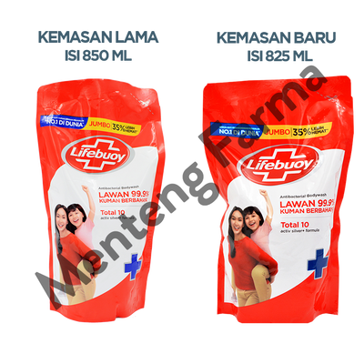 Lifebuoy Sabun Mandi Cair Refill Total 10 850 ML - Sabun Antibakteri ActivSilver - Menteng Farma