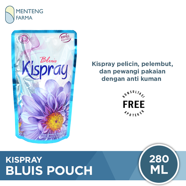 Kispray Pewangi dan Pelembut Refill Pouch Bluis 280 mL - Pewangi dan Pelembut Pakaian - Menteng Farma