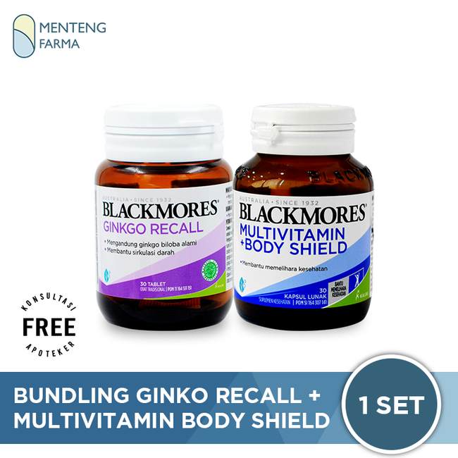Paket Bundling Blackmores Ginkgo Recall + Multivitamin Body Shield - Menteng Farma