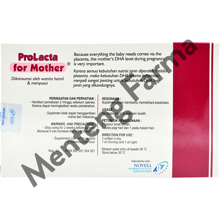 Prolacta for Mother 10 Kapsul - Suplemen Untuk Kesehatan Ibu Hamil – Apotek