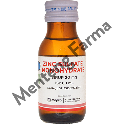 Zinc Sulfate 20 mg/5 mL Sirup 60 mL - Pelengkap Pengobatan Diare Anak - Menteng Farma