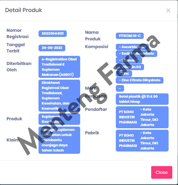 Fitkom Rasa Jeruk 21 Tablet - Multivitamin Tablet Hisap Anak - Menteng Farma