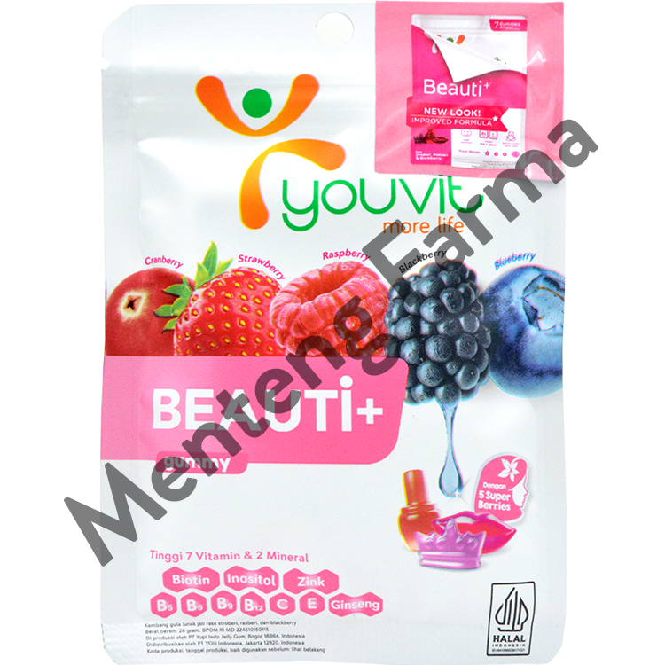 Youvit Beauty+ 7 Gummies - Suplemen Kecantikan Kulit, Rambut, dan Kuku - Menteng Farma