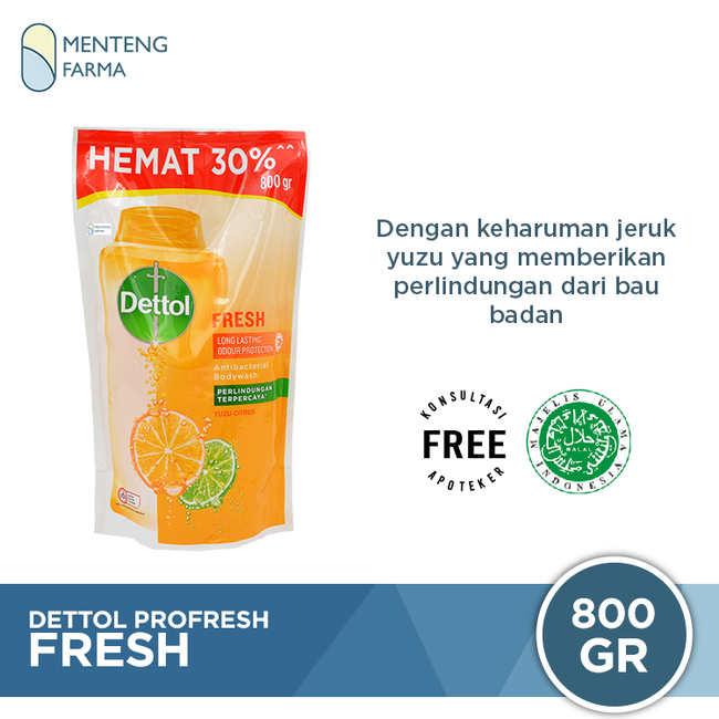 Sabun Mandi Cair Dettol ProFresh Fresh 800 Gram - Lasting Fresh - Menteng Farma