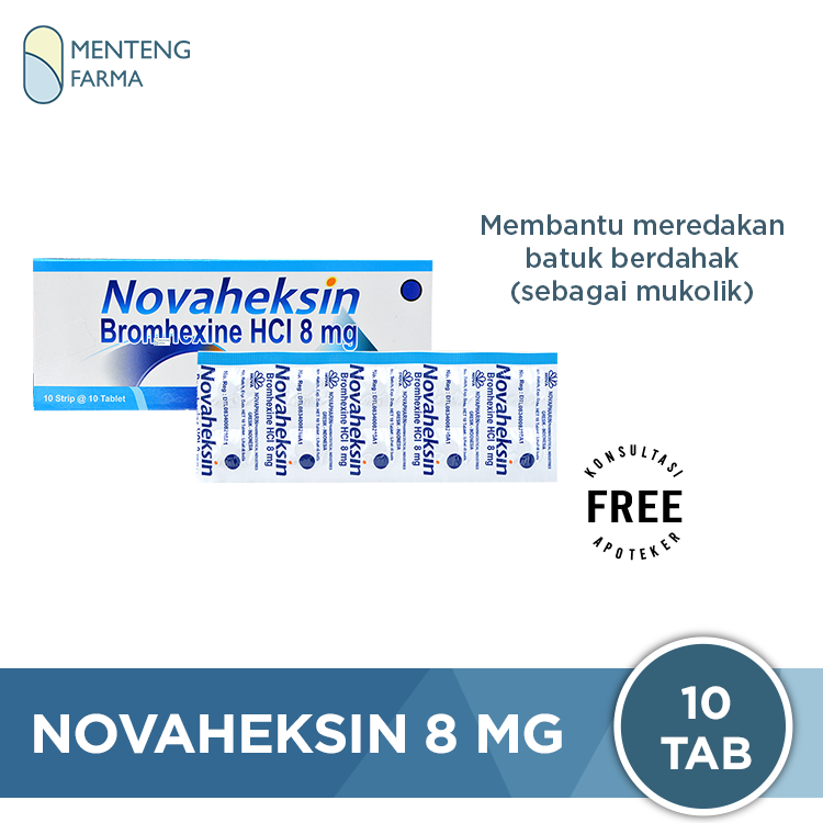 Novaheksin 8 mg 10 Tablet - Obat Batuk & Pengencer Dahak - Menteng Farma