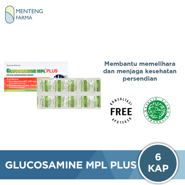 Glucosamine Mpl Plus 6 Kaplet - Suplemen Kesehatan Persendian - Menteng Farma