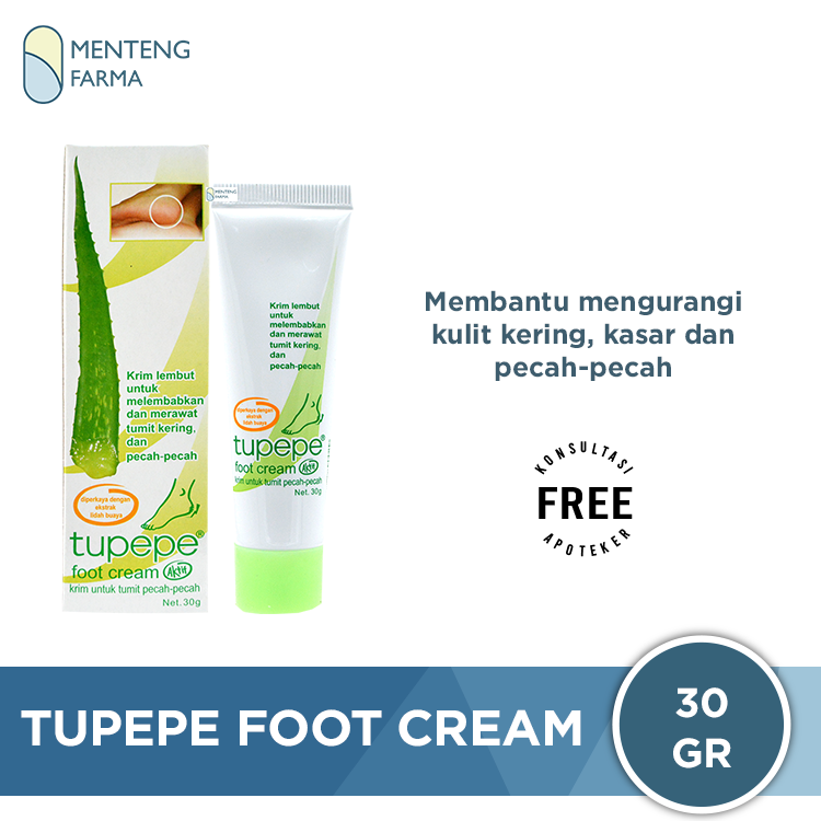 Tupepe Foot Cream 30 g - Krim Tumit Kasar dan Pecah-pecah - Menteng Farma