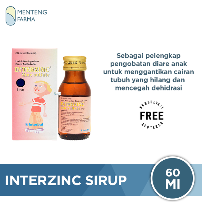 Interzinc Sirup 60 mL - Obat Diare Anak - Menteng Farma