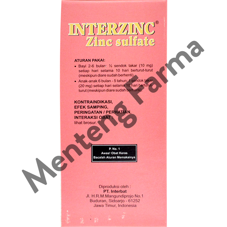 Interzinc Sirup 60 mL - Obat Diare Anak - Menteng Farma