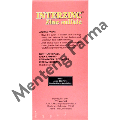 Interzinc Sirup 60 mL - Obat Diare Anak - Menteng Farma