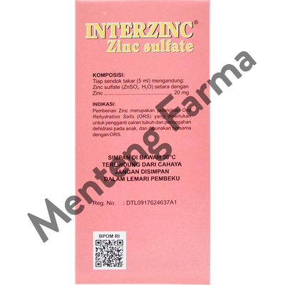 Interzinc Sirup 60 mL - Obat Diare Anak - Menteng Farma