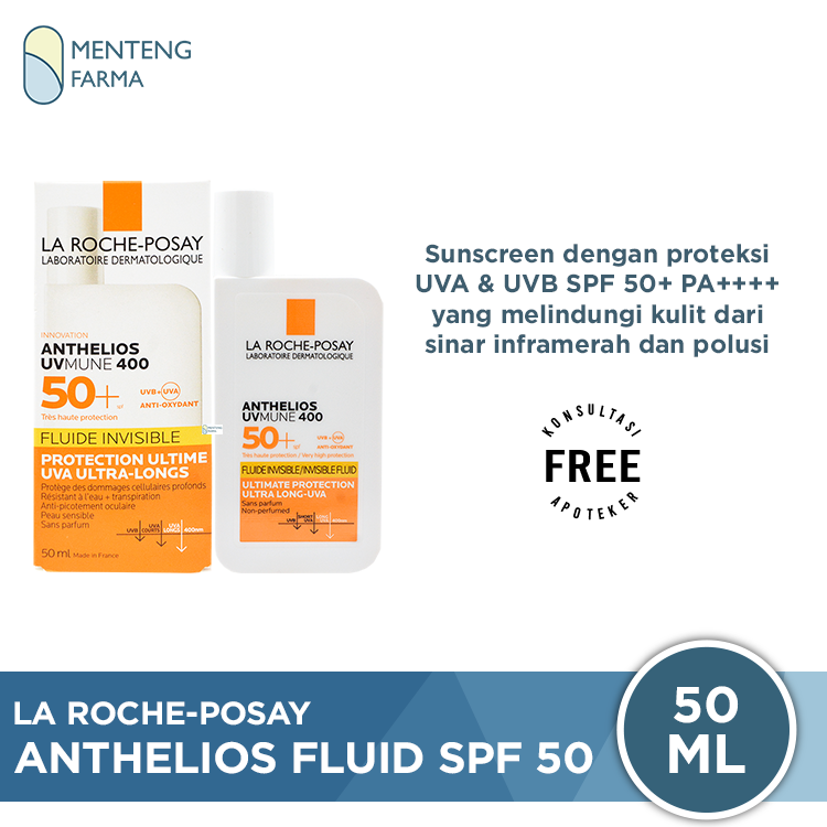 La Roche Posay Anthelios Invisible Fluid SPF50+ 50 mL - Tabir Surya Cair Tahan Air dan Keringat - Menteng Farma