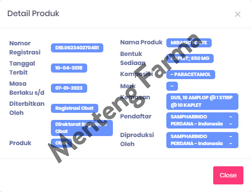 Mirasic Forte 650 mg 10 Tablet - Obat Nyeri dan Demam - Menteng Farma