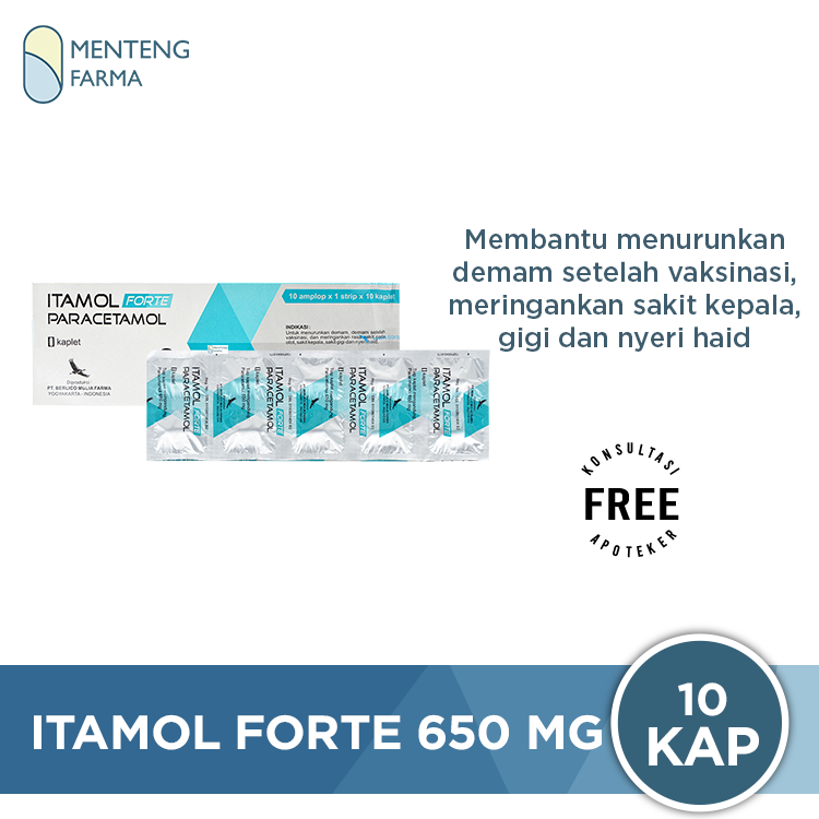 Itamol Forte 650 mg 10 Kaplet - Obat Nyeri dan Demam - Menteng Farma