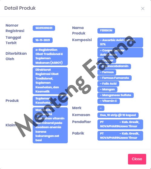 Ferbion 10 Kapsul - Mencegah Anemia - Menteng Farma