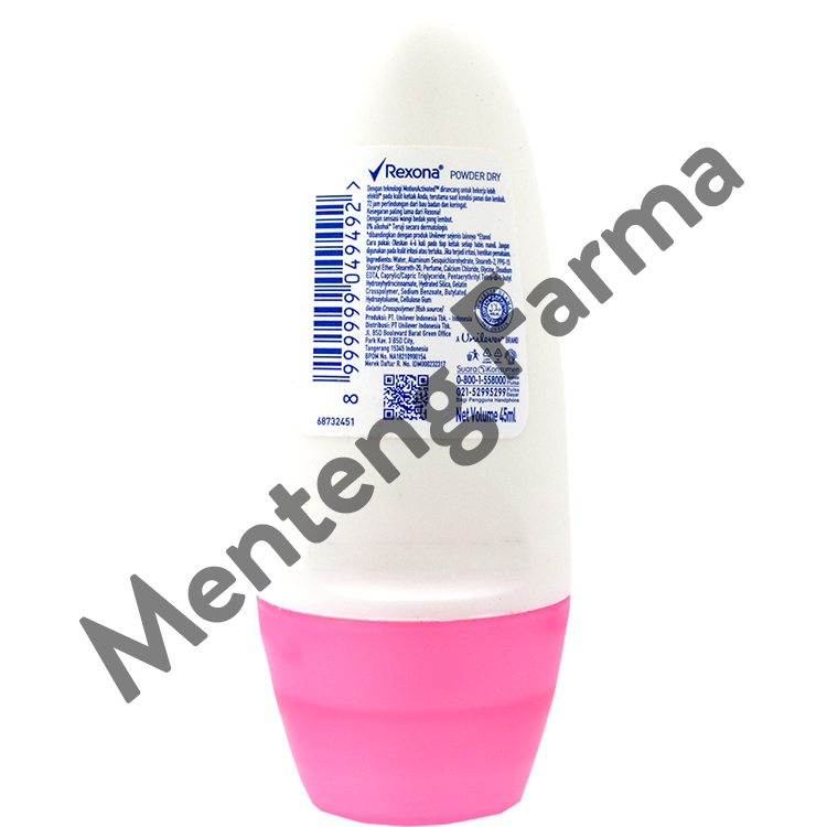 Rexona Anti-Perspirant Deodorant Roll On Powder Dry 45 ML - Tetap Kering dan Segar 48 Jam - Menteng Farma